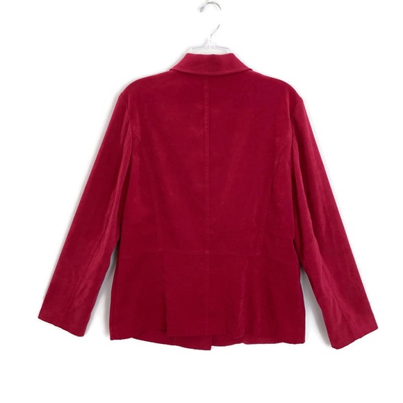 JM Collection Shacket Red Button Up Microsuede Jacket with pockets - Picture 7 of 8